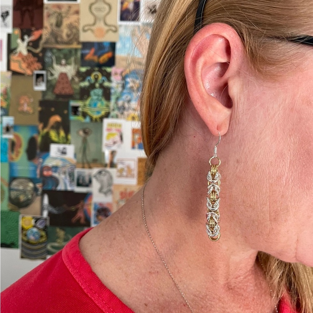 Elegant Gold and Silver Dangle Earrings